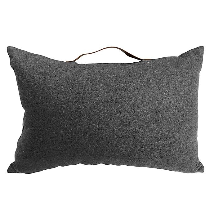 slide 3 of 6, Simply Essential Felt Oblong Throw Pillow with Faux Leather Handle - Grey, 1 ct