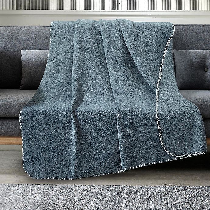 slide 2 of 2, Simply Essential Felt Stitch Fleece Throw Blanket - Grey, 1 ct