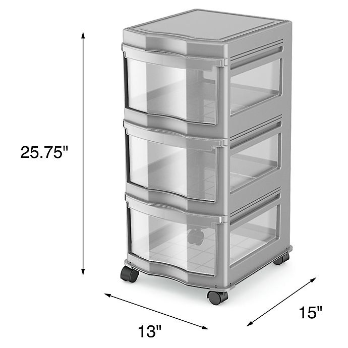 slide 2 of 2, Simply Essential 3-Drawer Narrow Chest with Wheels, 1 ct