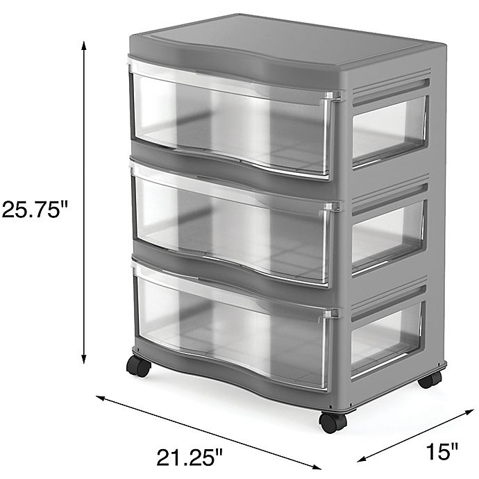 slide 2 of 3, Simply Essential 3-Drawer Wide Chest with Wheels, 1 ct