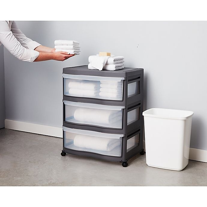 slide 3 of 3, Simply Essential 3-Drawer Wide Chest with Wheels, 1 ct