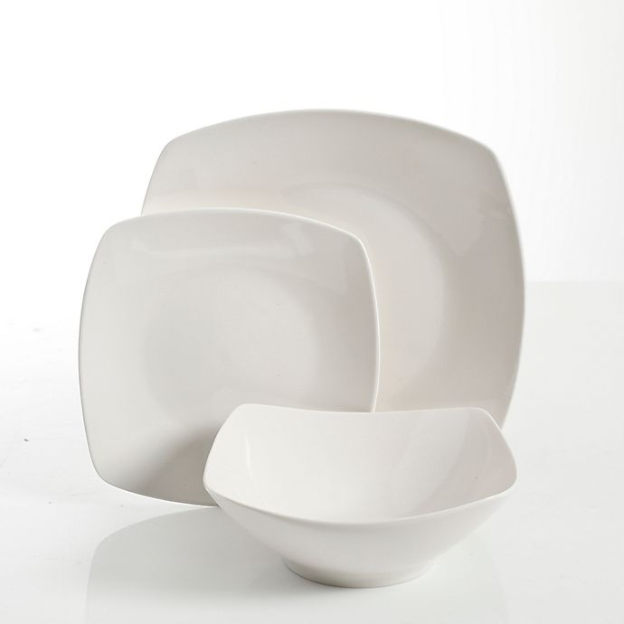 slide 2 of 3, Simply Essential Soft Square Dinnerware Set - White, 12 ct