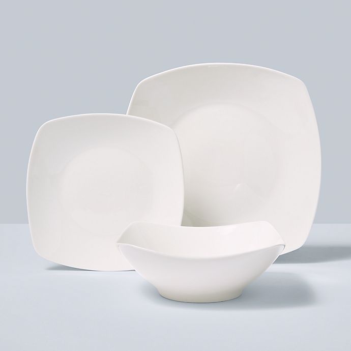 slide 3 of 3, Simply Essential Soft Square Dinnerware Set - White, 12 ct