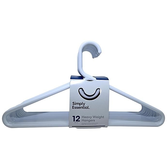 slide 2 of 3, Simply Essential Heavyweight Hangers - White, 12 ct