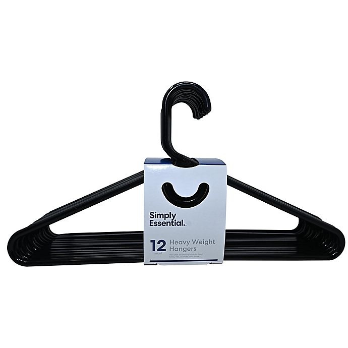 slide 2 of 3, Simply Essential Heavyweight Hangers - Black, 12 ct