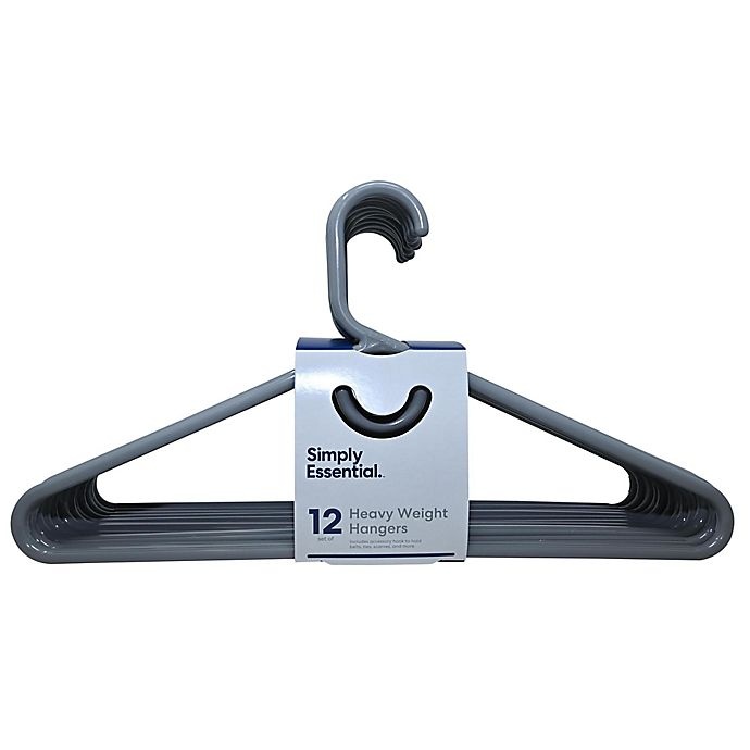 slide 2 of 3, Simply Essential Heavyweight Hangers - Grey, 12 ct