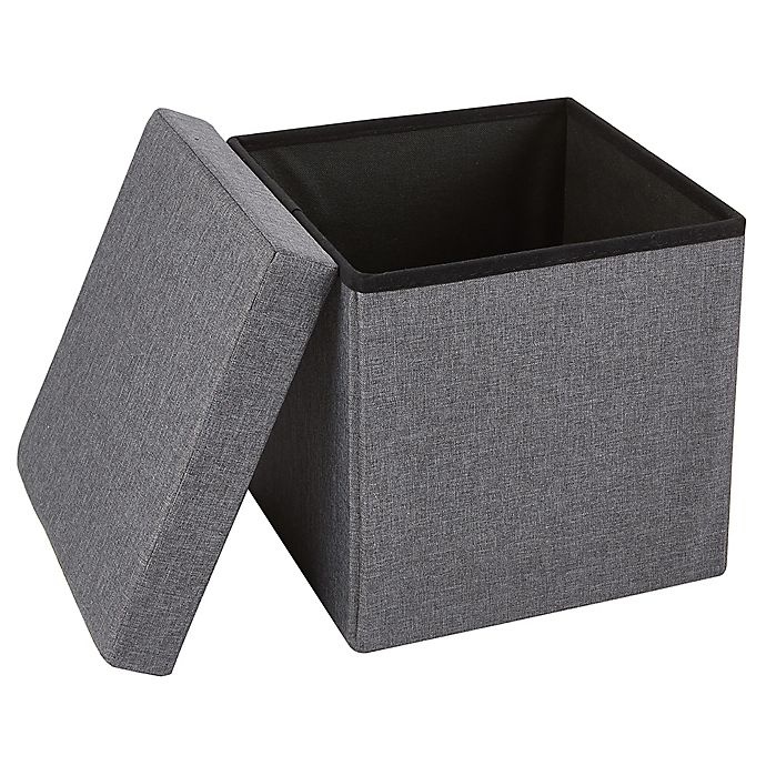 slide 2 of 5, Simply Essential Folding Storage Ottoman - Charcoal, 15 in