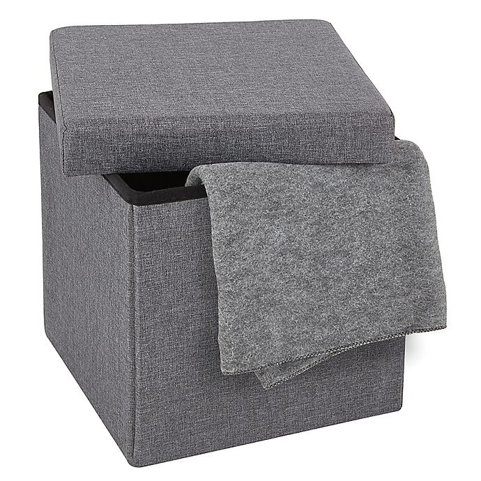 slide 3 of 5, Simply Essential Folding Storage Ottoman - Charcoal, 15 in