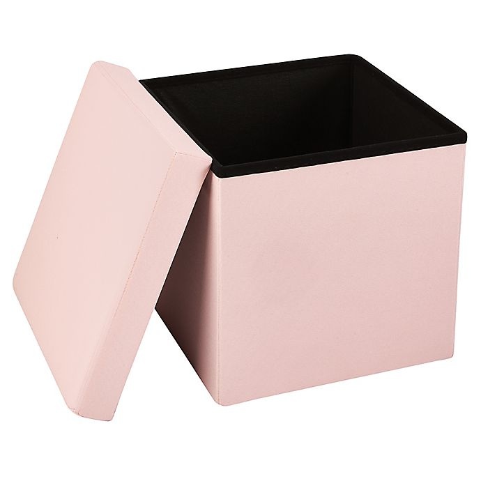 slide 2 of 5, Simply Essential Folding Storage Ottoman - Blush, 15 in