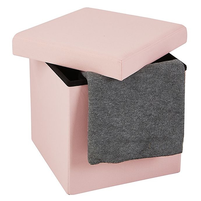 slide 3 of 5, Simply Essential Folding Storage Ottoman - Blush, 15 in