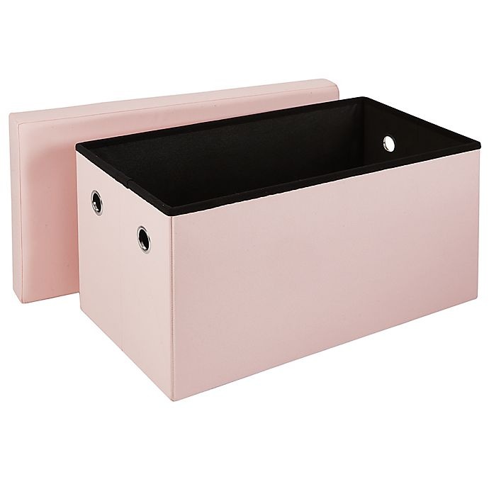 slide 2 of 3, Simply Essential Folding Storage Bench - Blush, 28 in