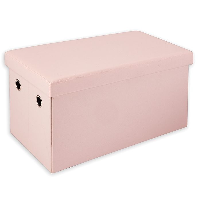 slide 1 of 3, Simply Essential Folding Storage Bench - Blush, 28 in