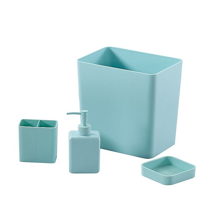 slide 3 of 3, Simply Essential Bath Accessory Bundle Set - Blue, 4 ct