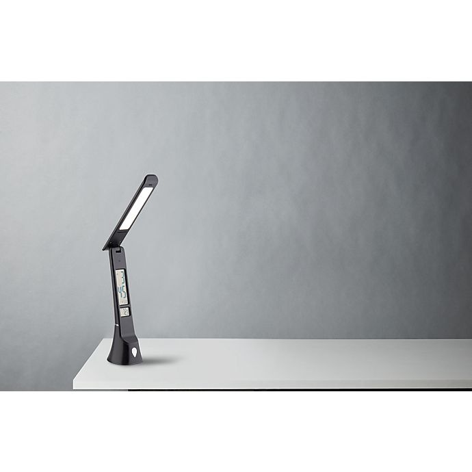 slide 2 of 2, Simply Essential LED Desk Lamp with Temperature, Calendar and Time Display - Black, 1 ct