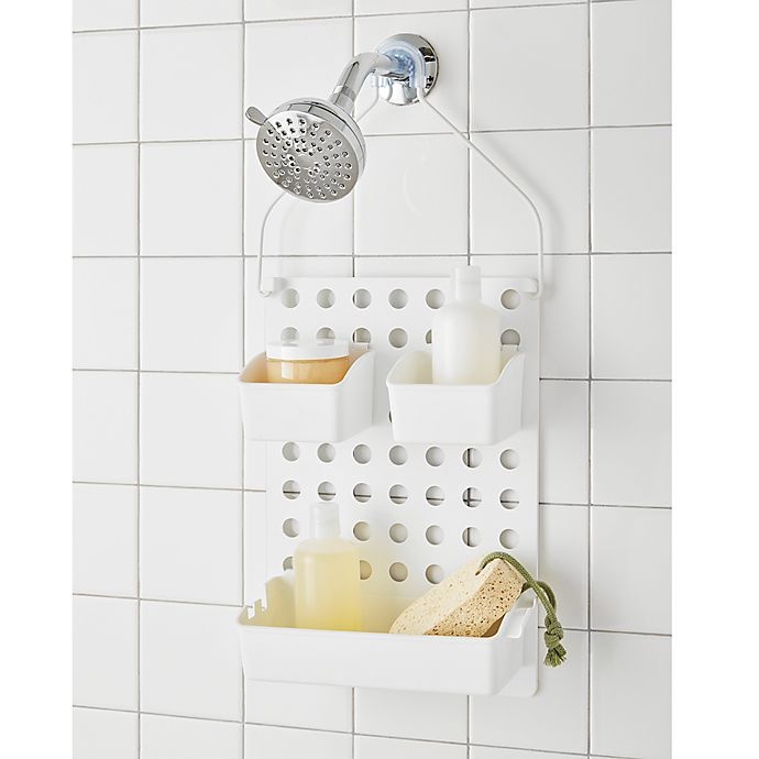 slide 2 of 8, Simply Essential Adjustable Plastic Bath Caddy - White, 1 ct