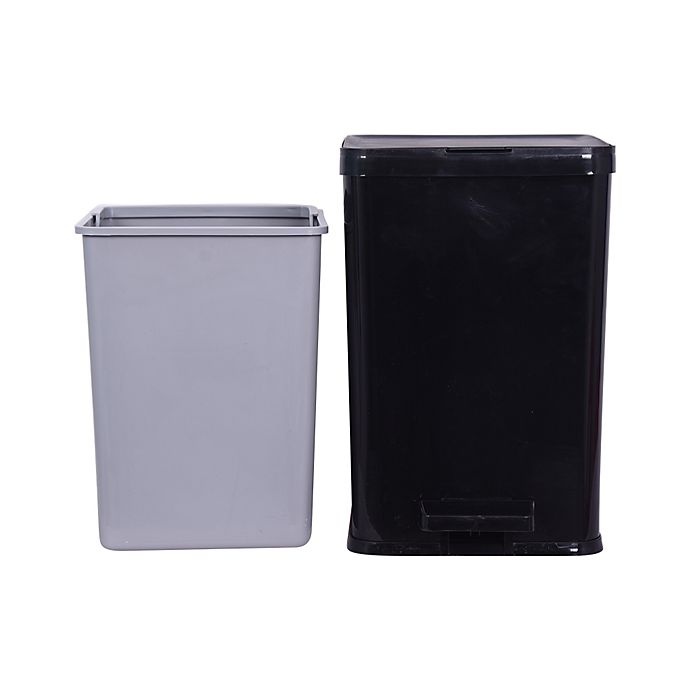 slide 1 of 2, Simply Essential Rectangle Step Trash Can - Black/Grey, 2.25 gal