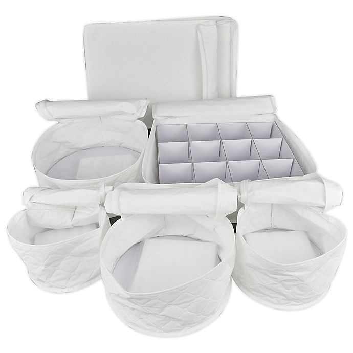 slide 2 of 3, Simply Essential Quilted Dinnerware Storage Set - White, 6 ct