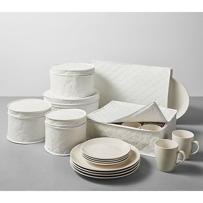 slide 3 of 3, Simply Essential Quilted Dinnerware Storage Set - White, 6 ct