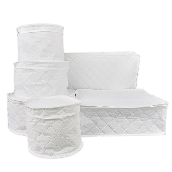 slide 1 of 3, Simply Essential Quilted Dinnerware Storage Set - White, 6 ct