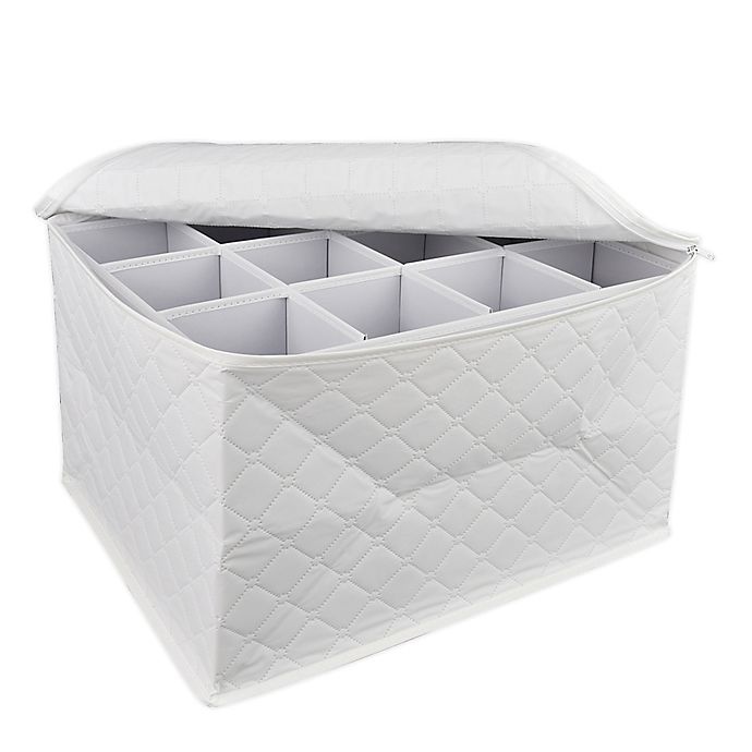 slide 2 of 3, Simply Essential Quilted Stemware Storage Set - White, 1 ct