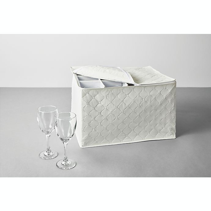 slide 3 of 3, Simply Essential Quilted Stemware Storage Set - White, 1 ct