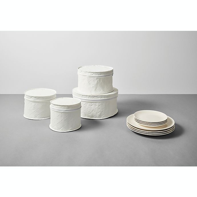 slide 3 of 3, Simply Essential Quilted Dinnerware Storage Set - White, 4 ct