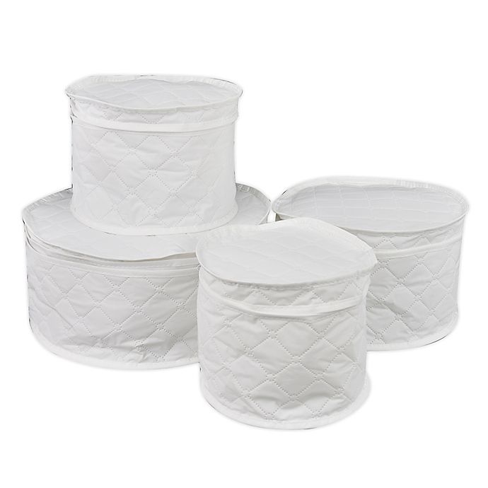 slide 1 of 3, Simply Essential Quilted Dinnerware Storage Set - White, 4 ct