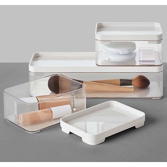 slide 2 of 4, Simply Essential Stackable Bath Storage Bins, 3 ct