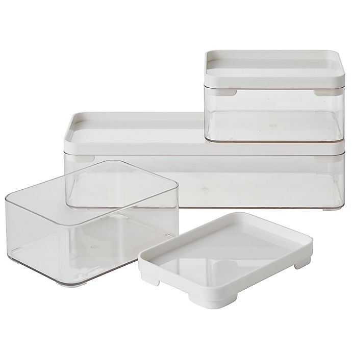 slide 3 of 4, Simply Essential Stackable Bath Storage Bins, 3 ct