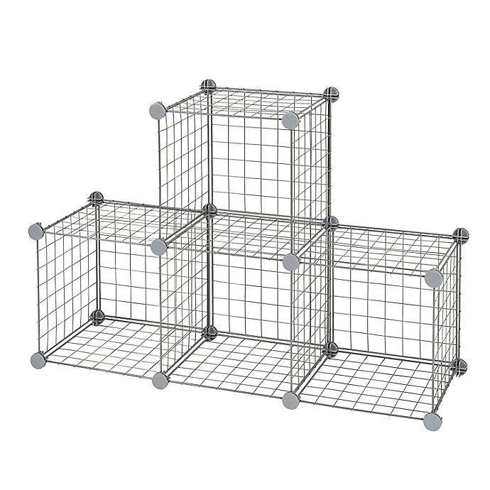 slide 2 of 3, Simply Essential Wire Cube Grid - Grey, 12 in