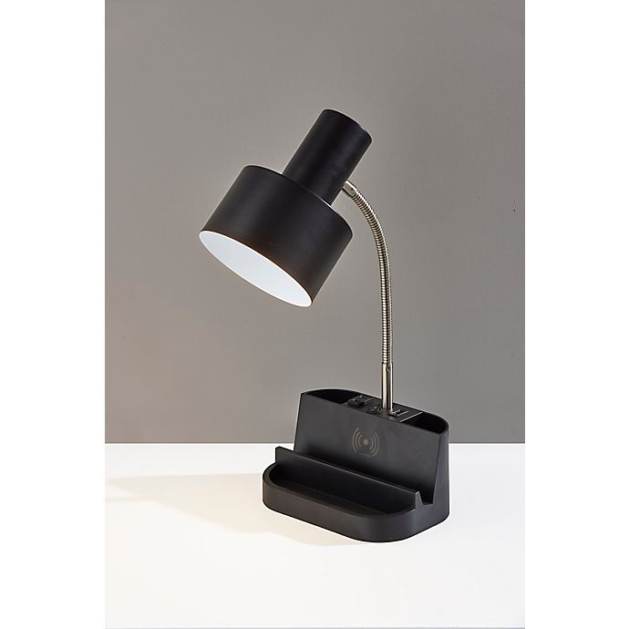 slide 2 of 12, Simply Essential Qi Charging Organizer Desk Lamp - Black with Metal Shade, 1 ct