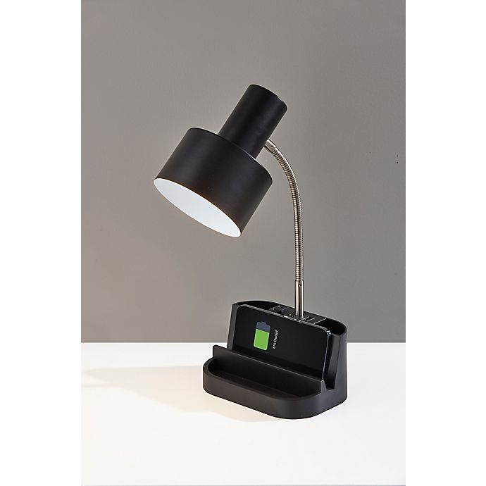 slide 3 of 12, Simply Essential Qi Charging Organizer Desk Lamp - Black with Metal Shade, 1 ct