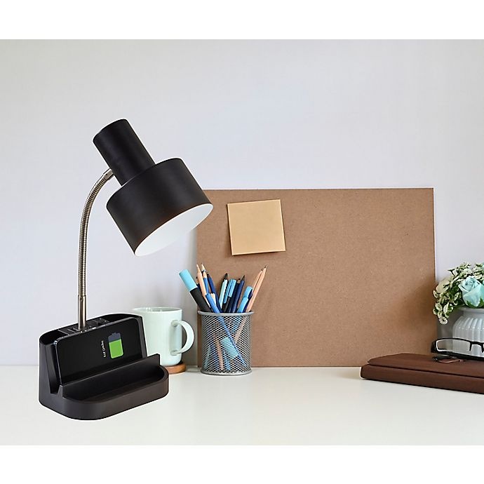 slide 12 of 12, Simply Essential Qi Charging Organizer Desk Lamp - Black with Metal Shade, 1 ct