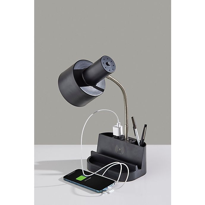 slide 4 of 12, Simply Essential Qi Charging Organizer Desk Lamp - Black with Metal Shade, 1 ct