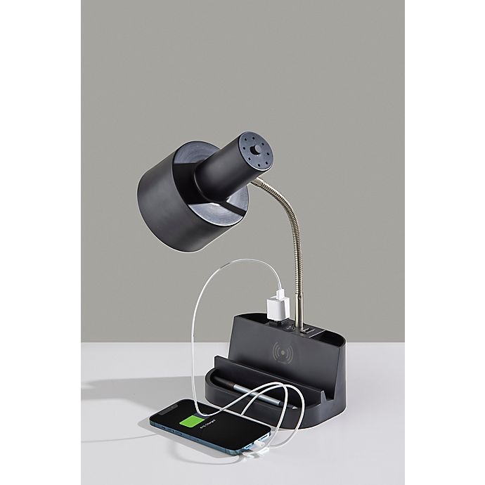 slide 5 of 12, Simply Essential Qi Charging Organizer Desk Lamp - Black with Metal Shade, 1 ct