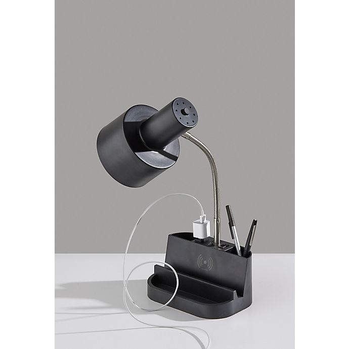 slide 6 of 12, Simply Essential Qi Charging Organizer Desk Lamp - Black with Metal Shade, 1 ct