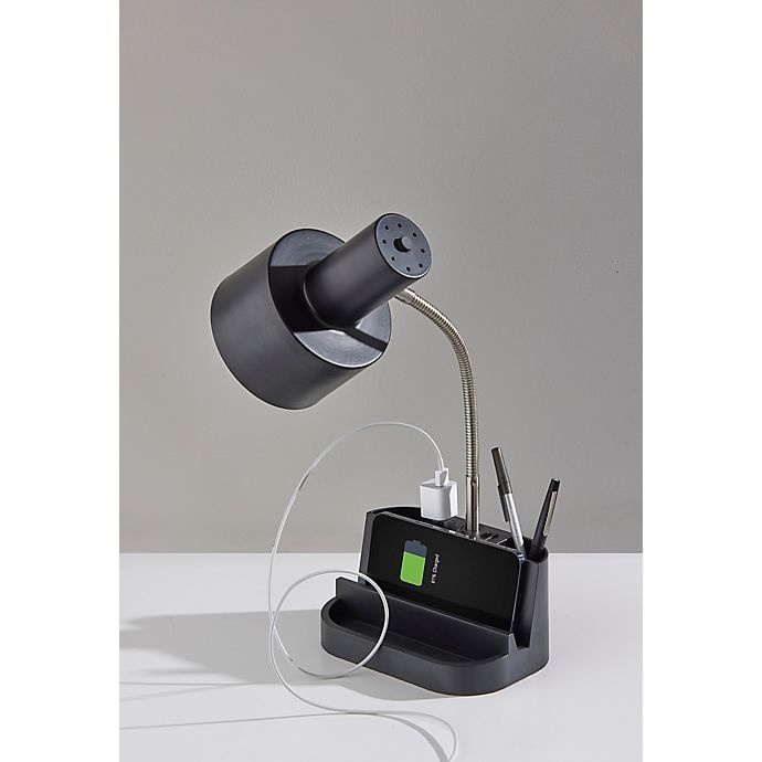 slide 8 of 12, Simply Essential Qi Charging Organizer Desk Lamp - Black with Metal Shade, 1 ct