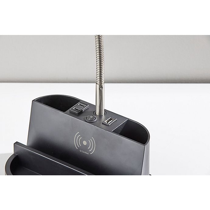 slide 9 of 12, Simply Essential Qi Charging Organizer Desk Lamp - Black with Metal Shade, 1 ct