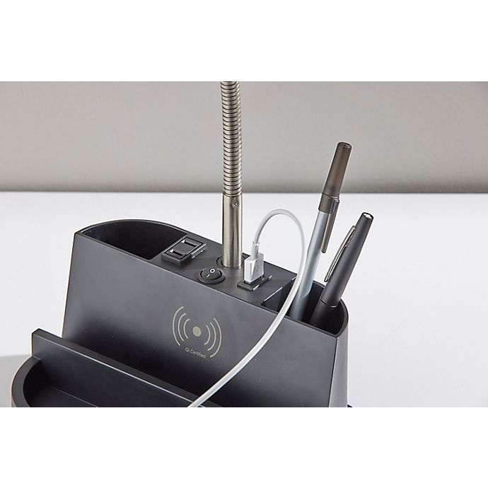 slide 10 of 12, Simply Essential Qi Charging Organizer Desk Lamp - Black with Metal Shade, 1 ct