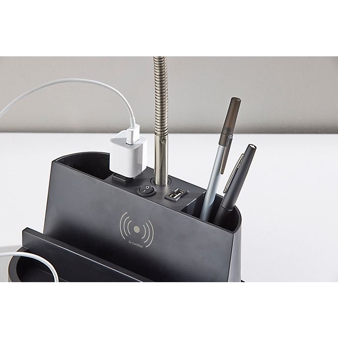 slide 11 of 12, Simply Essential Qi Charging Organizer Desk Lamp - Black with Metal Shade, 1 ct