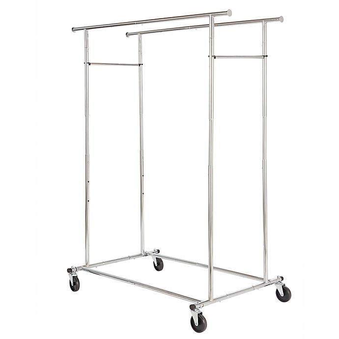 slide 5 of 5, Simply Essential Commercial Grade Dual Bar Adjustable Garment Rack, 1 ct