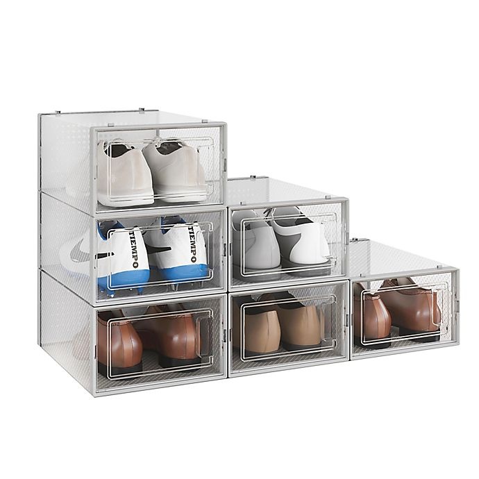 slide 1 of 11, Simply EssentialSwing-Front Shoe Storage Box, 6 ct