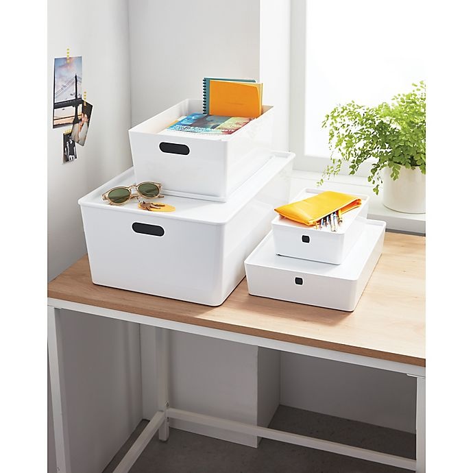 slide 4 of 5, Simply Essential Shallow Stackable Storage Box, 1 ct