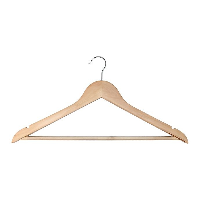 slide 1 of 1, Simply Essential Wood Suit Hangers with Chrome Hooks, 10 ct