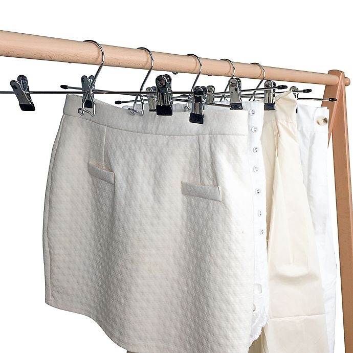 slide 2 of 2, Simply Essential Chrome Skirt Hangers, 4 ct