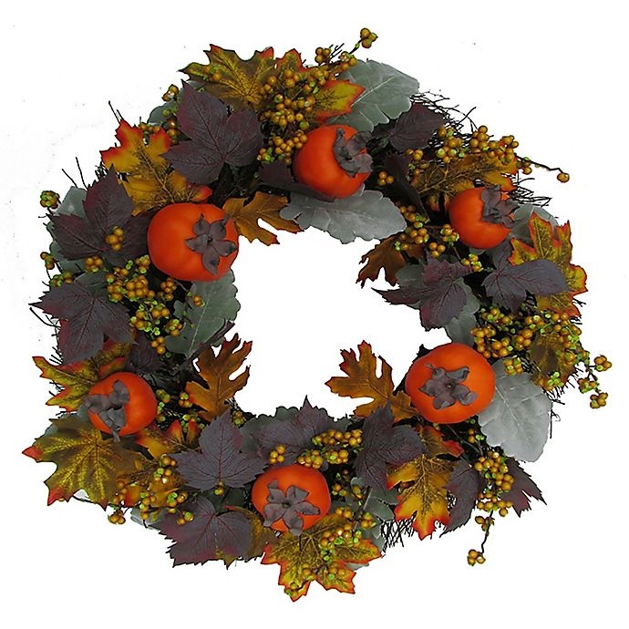 slide 1 of 1, Bee & Willow Home Bee & Willow Persimmon and Berry Vine Wreath - Orange, 22 in