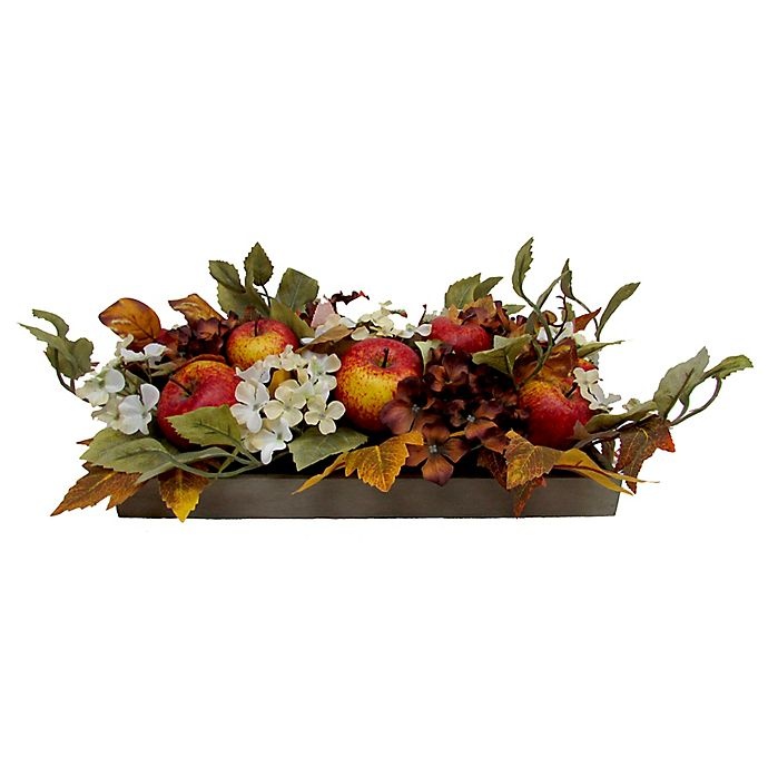 slide 1 of 1, Bee & Willow Home Bee & Willow Hydrangeas and Apples Floral Centerpiece with Wooden Box, 6.5 in