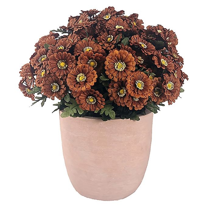 slide 1 of 1, Bee & Willow Home Bee & Willow Zinnia Floral Arrangement with Cement Pot - Dark Brown, 20 in