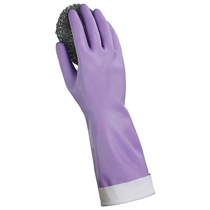 slide 3 of 5, Simply Essential Size Small Premium Reusable Latex Gloves - Purple, 1 ct