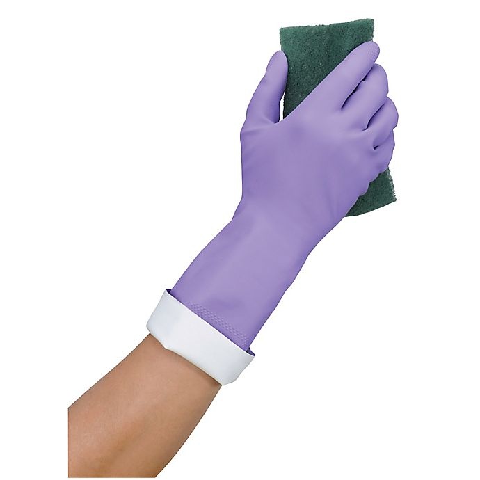 slide 4 of 5, Simply Essential Size Small Premium Reusable Latex Gloves - Purple, 1 ct